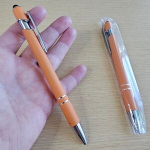 Personalized Orange set of 2 ballpoint pens with stylus